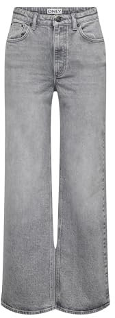 ONLY Womens Onljuicy Hw Wide Leg Rea707 DNM Noos Jeans, Medium Grey Denim, 28W / 34L UK