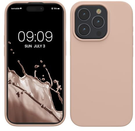 kwmobile Handyhülle für iPhone 15 Pro Hülle, für iPhone 15 Pro Case - Hülle Silikon - kabelloses Laden - Altrosa