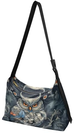 MCHIVER Hobo-Umhängetasche mit Eulen-Motiv, Ethno-Stil, für Damen und Herren, PU-Leder, Crossbody-Tasche, lässige Tragetasche, Handtaschen für Reisen, Arbeit, Einkaufen, Eule Boho Ethno, Einheitsgröße