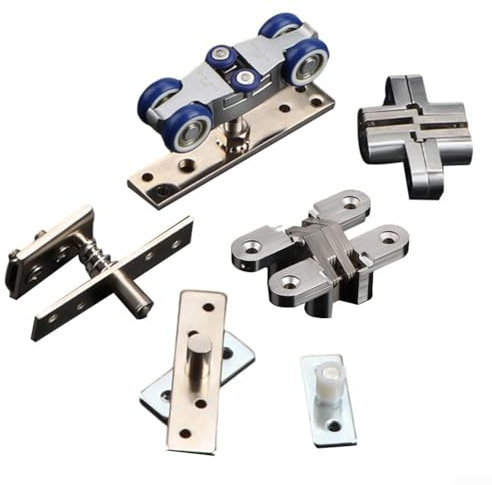 SPORTARC Falttür Hängerad Set, Schiene Riemenscheibe Kreuz Verdecktes Scharnier Tür Hardware Zubehör, 641R2UFL3YR9E290A0FJ50U
