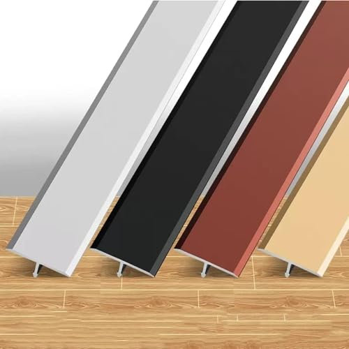 Raouoae Aluminum Transition Profile T-Profile For Tiled Floors, Metal 2cm Wide Floor Threshold Strip For Door Joints, Room Entrance Seam Cover(Black)
