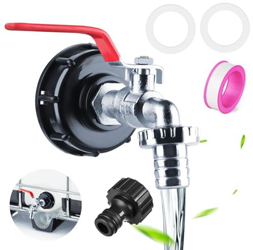 VMUTGA Rubinetto di Uscita IBC, Rubinetto di Uscita IBC 3/4 di Pollice, Rubinetto del Serbatoio Dell'acqua 1000L in Lega Valvola a Sfera, per Rubinetto del Serbatoio Dell'acqua