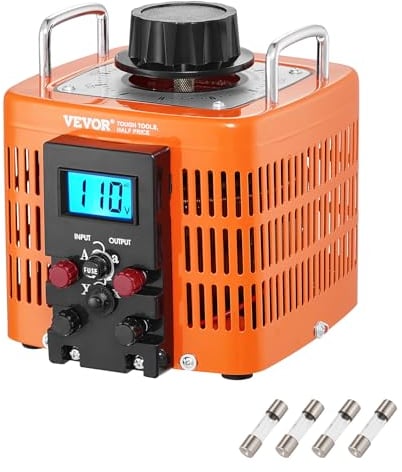 VEVOR Transformateur de tension variable auto 2000 VA, 6,6 A, entrée 230 V, sortie 0-300 V, régulateur de tension AC LCD, 4 fusibles, interrupteur de commande thermique pour maison, bureau industriel