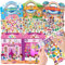 OSIMIG 4 Set Dress Me Up Stickerbuch Mädchen Wiederverwendbare Stickerbücher, 220+ 3D Puffy Sticker Kinder, Immer Wieder Stickerbuch inklusive Prinzessin, Meerjungfrau, Fee, Modemädchen