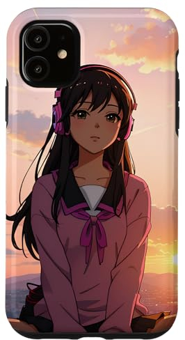 Hülle für iPhone 11 Anime-Mädchen Vaporwave Lofi Manga