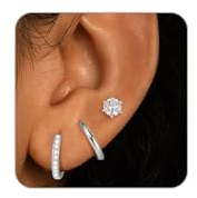 ZHESHY 3 Paar Silber 925/Gold Ohrringe Damen 14K Vergoldet Klein Ohrstecker Set mit Zirkonia Stapelbar Wasserfest Stecker Hypoallergene Goldene Creolen Ohrringe Für Mädchen Frauen Mehrere Piercings