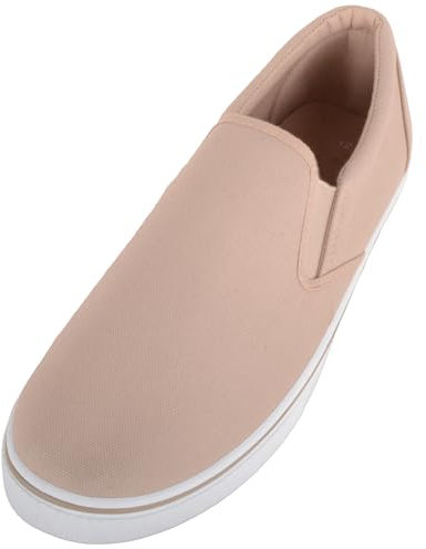ABSOLUTE FOOTWEAR Mens Lightweight Summer Canvas Slip On Trainer Pumps with Twin Gusset - Taupe - UK 9