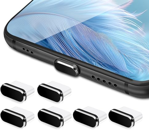 AOZUO 6 Stück USB C Staubschutz,USB C Schutzkappe Staubschutz USB C Schutz | Typ C Port Stecker Anti Staub Abdeckkappen Ladeanschluss Abdeckung Port Kappen Schutz Type C Metall Staubschutz Stopper