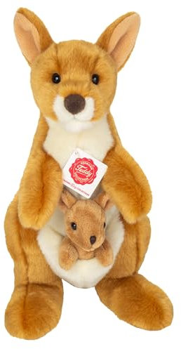 Teddy Hermann 91633 Känguru mit Baby 30 cm, Kuscheltier, Plüschtier mit recycelter Füllung