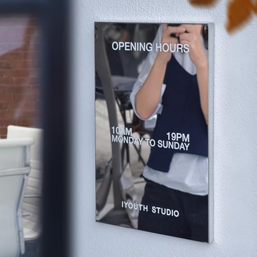 LED Neonapm Spiegel-Edelstahl Schild – Individuell UV-bedrucktes Firmenschild mit Wunschtext und Logo – Robustes Türschild für Außenbereich – Personalisierbar in Größe und Design