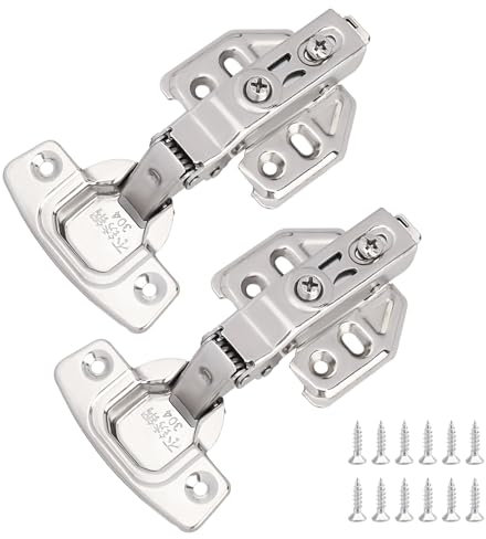 hicoosee 2 PCS Cupboard Hinges, Soft Close Cabinet Hinges with Screws, Soft Close Cupboard Wardrobe Doors Hinges, Full Overlay Mute Kitchen Units Door Hinges for Bathroom Bedroom Dining Room