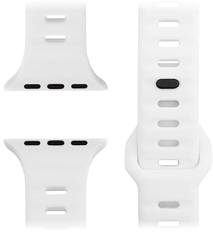 NALIA Motion Silikon Armband kompatibel mit Apple Watch Armband iWatch Series SE/10/9/8/7/6/5/4/3/2/1, 38/40/41/42mm, Ersatzarmband Soft Sportarmband mit Steck-Pin Verschluss, Farbe:Eisweiss