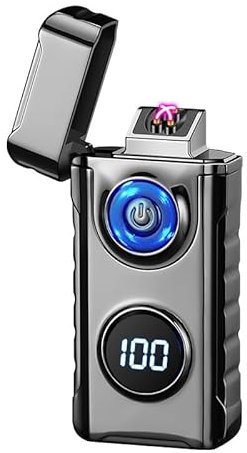 SKRFIRE Plasma Rechargeable Electric Lighter for Candle Arc Type C Electronic Torch Windproof Portable Metal Lighter with LED Power Display for Camping, Hiking, BBQ (Luminous White)