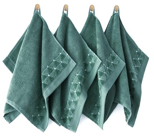 ZWOLTEX - Handtuchset 4 Stück 30x50 cm Oscar - Towels Set Ägyptische Baumwolle, Sauna Handtuch Sets, Handtücher, Badehandtuch, Hantücherset, Strandhandtuch, Badehandtuch - Grün