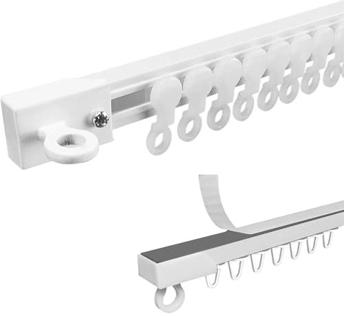 Gardinenschiene Ohne Bohren Selbstklebende - Deckenschiene Vorhang Für Fenster Badezimmer Wohnmobile, Top/Seitliche Montage(Wall,1.1m)