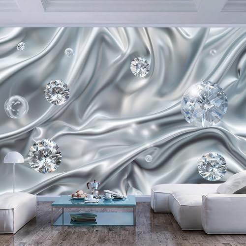 JIAOQSS Photo Wallpaper 3D Mural Grey Diamond Silk Romance Non-Woven Living Room Bedroom Wall Decoration Photo Mural Gaming Room TV Background Decor