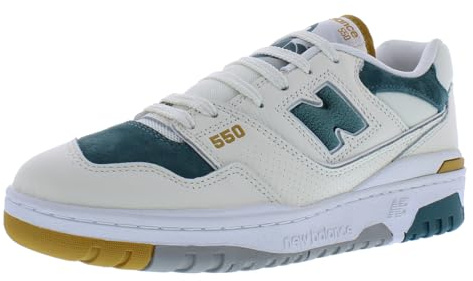 New Balance Herren 550 Sneaker, Weiß/Grün/Cremefarben, 9.5