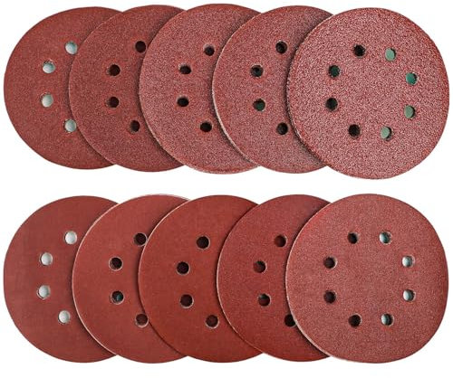 125mm Sanding Discs 80pcs | Hook and Loop 10pcs Each Grit 40/60/80/120/180/240/320/400 Mixed Grit | 8 Hole 5 Inch Round Sanding Discs Pads for Random Orbital Sander Sanding Sheet