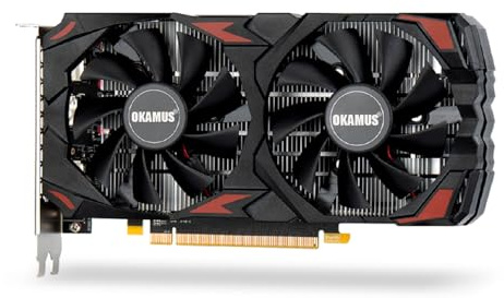 OKAMUS RX 590 8GB 2304SP Gaming Grafikkarte GDDR5, 256bit PCIe 3.0 x16,8-Pin Input DirectX 12 GPU für Gaming PC, DPx2+HDMI Ausgang, 1080P Display, Dual Fan Cooling mit geringem Rauschen und leisem