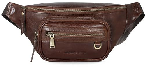 Marc Peter® Varadero Leder Bauchtasche | Gürteltasche Bauchtasche mit Wechselgurt | Crossbody Leder Hüfttasche | Hip Bag Leather Gürteltasche Crossbag Chocolate