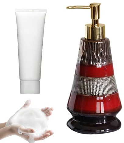 Seifenspender - Flüssigseifenspender Vintage Stil - Wasserdichter Wiederbefüllbarer Keramik Spender | Deko Behälter Für Lotion Duschbad Conditioner Zuhause