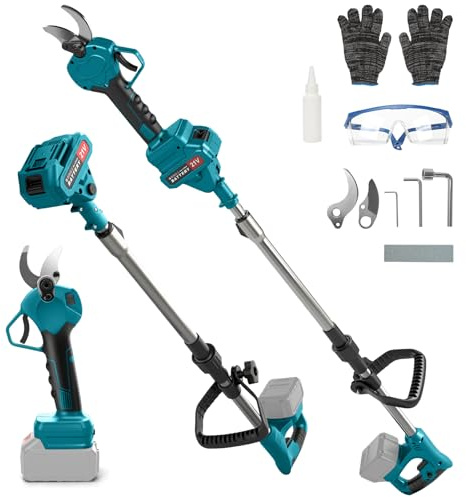 Electric Pruning Shears with 4.5Ft Extension Pole for Makita 18V Battery | 2 Gears, MAX 55mm opening, 4cm Cutting Diameter, LCD Display, 180° Adjustable Heads, for Pruning Tree Shrubs Branch