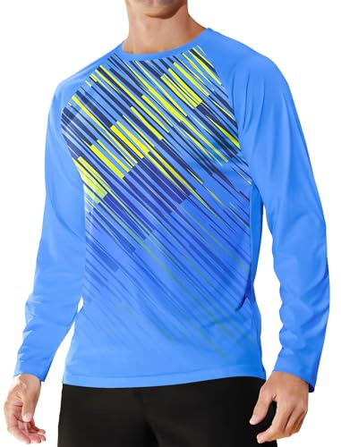 APTRO Herren Sport Tshirts Langarm UV T Shirt Funktionsshirt atmungsaktive Fitness Trikot Schnelltrocknend Training Laufshirt Blau S