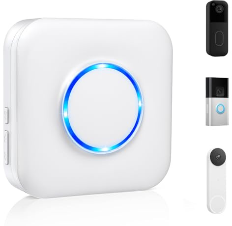 Smart Wireless Doorbell Chime, Doorbell Extender - Compatible with Ring & Blink & Google Nest Video Doorbell, No Wiring Needed, 2.4G WiFi, Door Chime for Home/Garage/Apartment, Plug-in Receiver