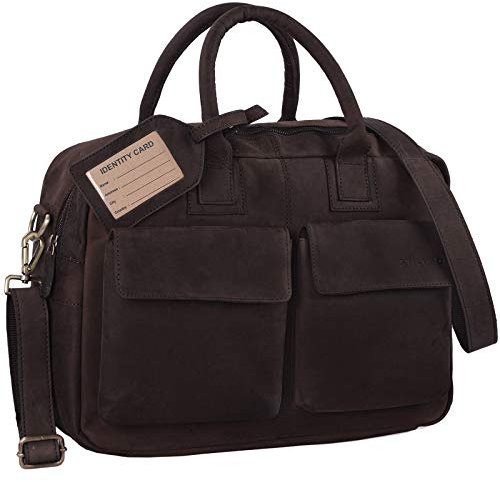 STILORD 'Carlo' Große Umhängetasche Leder Lehrertasche Aktentasche Schultertasche Reise Beruf Freizeit 15,6 Zoll Laptop College Bag Arbeit Büro, Farbe:matt - dunkelbraun