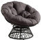 OSP Home Furnishings Papasansessel aus Korbgeflecht, 360 Grad drehbar, graues Gestell mit grauem Kissen