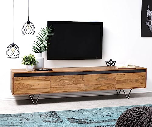 Fernsehtisch Stonegrace Akazie Natur Schiefer 200 cm 4 Schübe Designer Lowboard