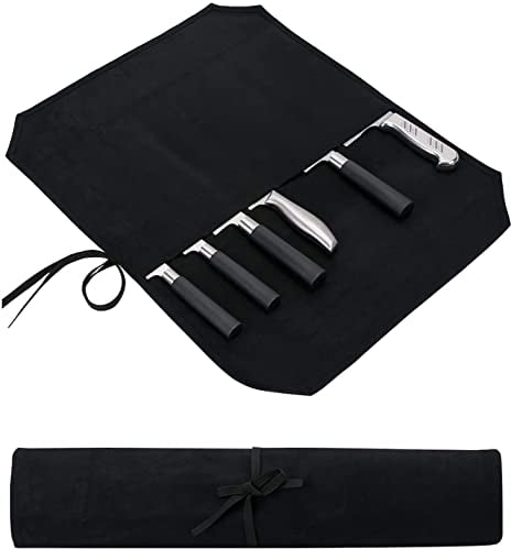 Koch Messer Roll Bag,Wachs Leinwand Messer Case Lagerung,Tragbare Koch Messer Tasche,7 Slots Messer Besteck Werkzeug Roll Case für Camping Wandern,Heavy Duty Messer Taschen Geschenke für Köche Männer