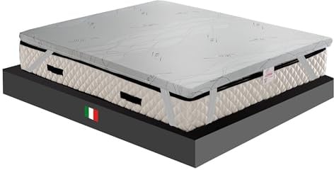 Gemma Matratzenauflage, sehr hart, HD-Übermatratze, orthopädischer Korrektur, CAUCCIU Foam, Höhe 6 cm, antiallergischer Stoff, abnehmbarer Bezug auf 4 Seiten aus Silber, französisches Bett, 120 x 190
