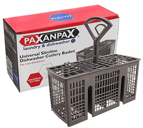 Universal Slimline Dishwasher Cutlery Basket Compact Heat-Resistant Plastic Design with Lid Fits Most Slimline Dishwasher Models | Paxanpax PLD1735