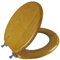 Angel Shield Toilettensitz, langlebig, Holzfurnier, natürliches Metall, Scharnier, leicht zu reinigen, kratzfest, amerikanischer Standard (rund, Eiche)