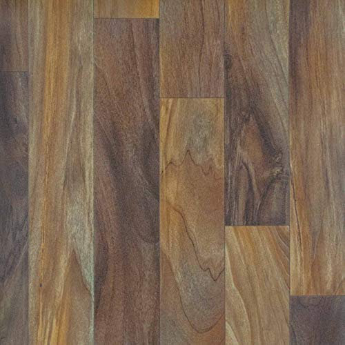 247Floors Flash Wood Plank Effect Vinyl Flooring 2.3mm Realistic Foam Backed Lino Slip Resistant (3m x 4m / 9ft 10 x 13ft 1, Rich Wood Planks)