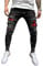 DELIMALI Men's Classic Ripped Jeans, Elastic Waist Stretch Skinny Distressed Denim Trousers Hip Hop Pants Streetwear (Black, L)
