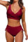 Beachsissi Damen Hoch taillierte Badeanzüge Criss Cross Drawstring Side Bikini Sets Lace Up 2 Stück Badeanzüge, Wine, M