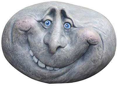 Yuemei Lächelnd Gesicht Polyresin Garten Statue Stein, Lustige Mystische Felswand Garten Hof Kunst Skulptur, Harz Skulpturen Mystische Garten Stein Ornament Für Ihren Garten, Veranda Terrasse (E)