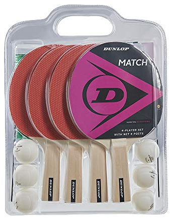 Dunlop Match 4 Player Tischtennis-Set inkl. Vier Schläger, sechs Bälle & Netz