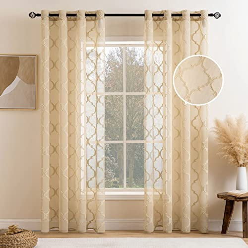 MIULEE Tende per Camera da Letto 2 Pannelli in Poliestere di Termiche Isolanti Oscuranti Resistente per Moderne per Salotto Eleganti per Salotto Casa Moderna Cucina Giallo Brunastro 140X260 CM