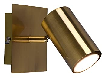 meineWunschleuchte Kleiner Wandstrahler 1-flammig aus Metall Altmessing, Höhe 15cm