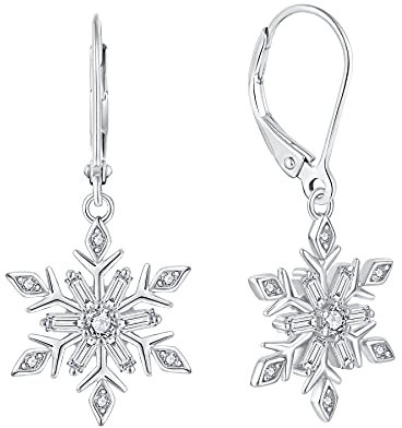 JO WISDOM Ohrringe Hängende Schneeflocke Silber 925,Ohrringe Damen mit 3A Zirkonia,Schmuck für Frauen