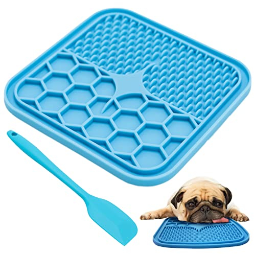 Leckmatte Hund, BPA-frei, 1er Pack Leckmatte für Hunde, Große Hunde leckmatte mit superstarker Saugkraft, mit 1 Silikonspatel, Hunde leckmatte für Hundebaden, Trainieren, Fellpflege & Klauenpflege