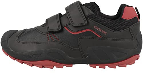 Geox Jungen J New Savage Boy A Schuhe, Black Red, 26 EU