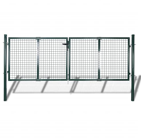 Susany Stålgrind, Fotgängare för enkel/dubbel staket, Utomhus Staket, Stål trädgårdsgrind, Trädgårdsstaket Stål 306x175 cm Grön