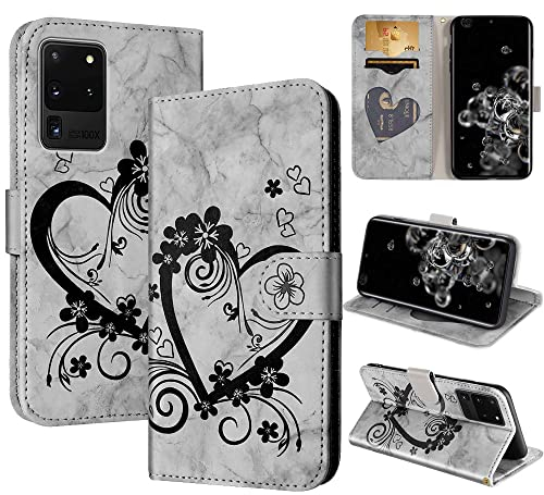 CASAFUNY Handyhülle für Samsung Galaxy S20 Ultra/S20 Ultra 5G, Hülle Tasche PU Leder Flip Case Brieftasche Kartenfach Klapphülle Handytasche Case Schutzhülle für Samsung Galaxy S20 Ultra 6,9, Schwarz