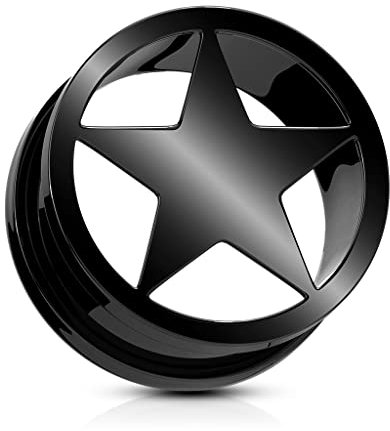 beyoutifulthings Ohr-Tunnel Stern Schwarz Chirurgenstahl Ohr-Piercing Ohr-Schmuck Plug Screw Fit Flesh Schraub-Verschluss 8-mm