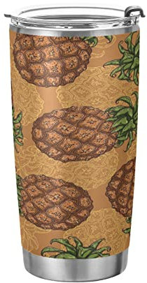 KAAVIYO Piña Amarilla Arte Botella de Agua Deportiva Botella de Acero Inoxidable para Beber Botella Térmica con Pajita para Coche Niños Niñas