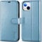 TUCCH Wallet Case for iPhone 14 (6.1) 2022 5G, Magnetic PU Leather Folio Flip Cover with [RFID Blocking][Shockproof TPU][Viewing Stand][Credit Card Slots] Compatible with iPhone 14, Shiny Light Blue